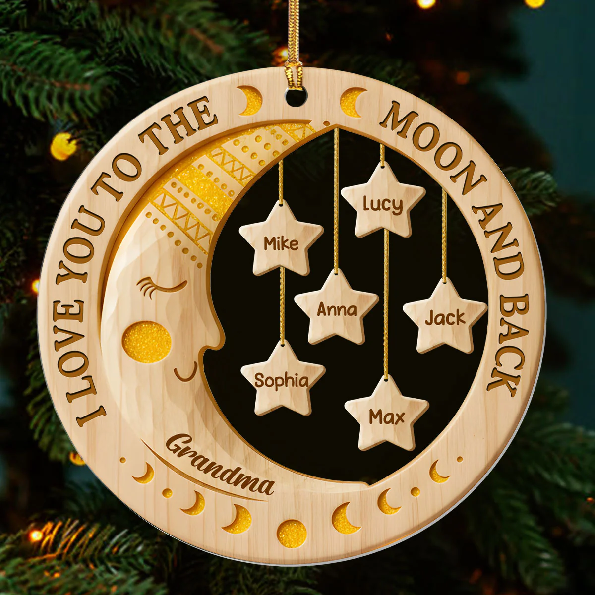 I Love You To The Moon And Back - Personalized 1-Layer Acrylic Ornament - Image 3