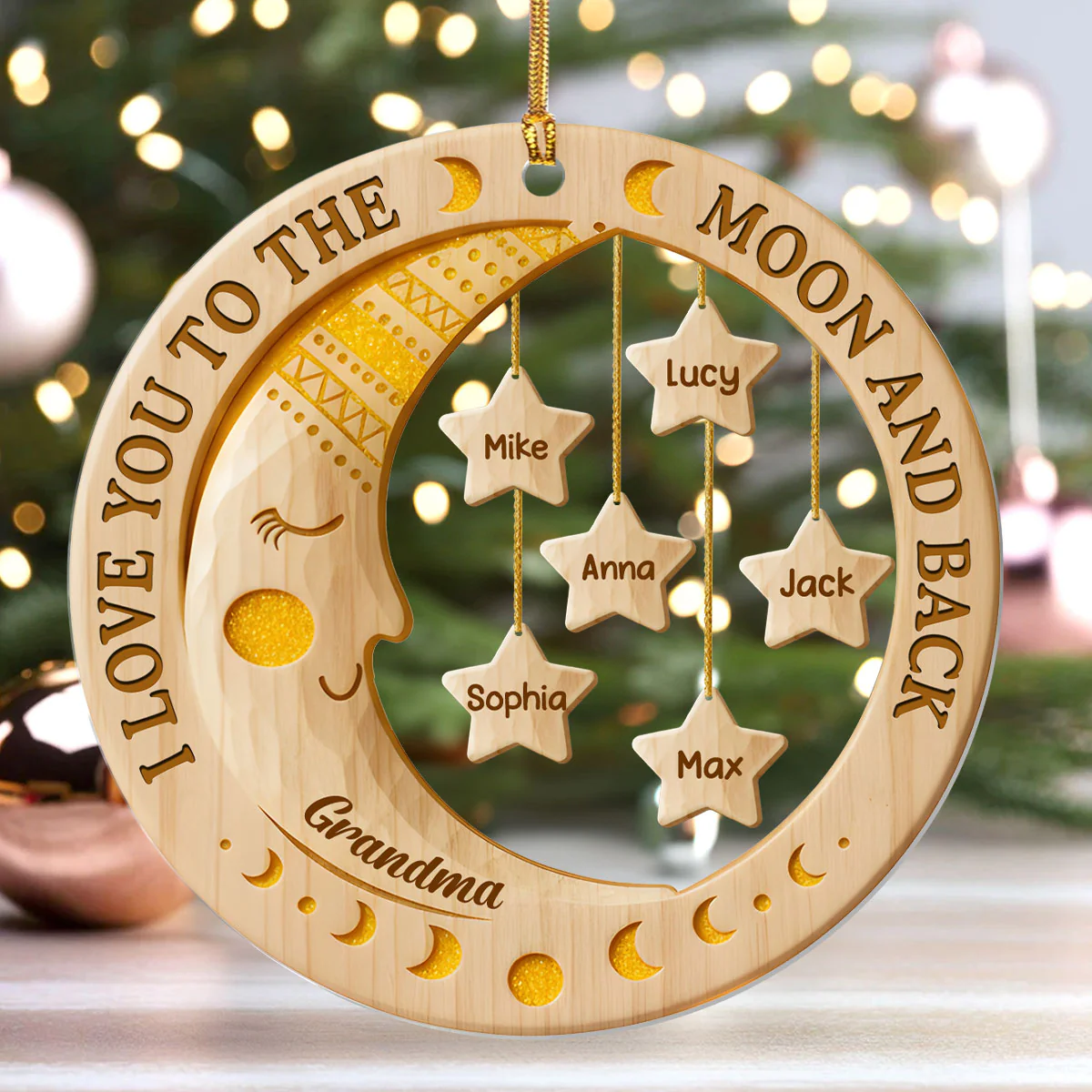 I Love You To The Moon And Back - Personalized 1-Layer Acrylic Ornament - Image 4