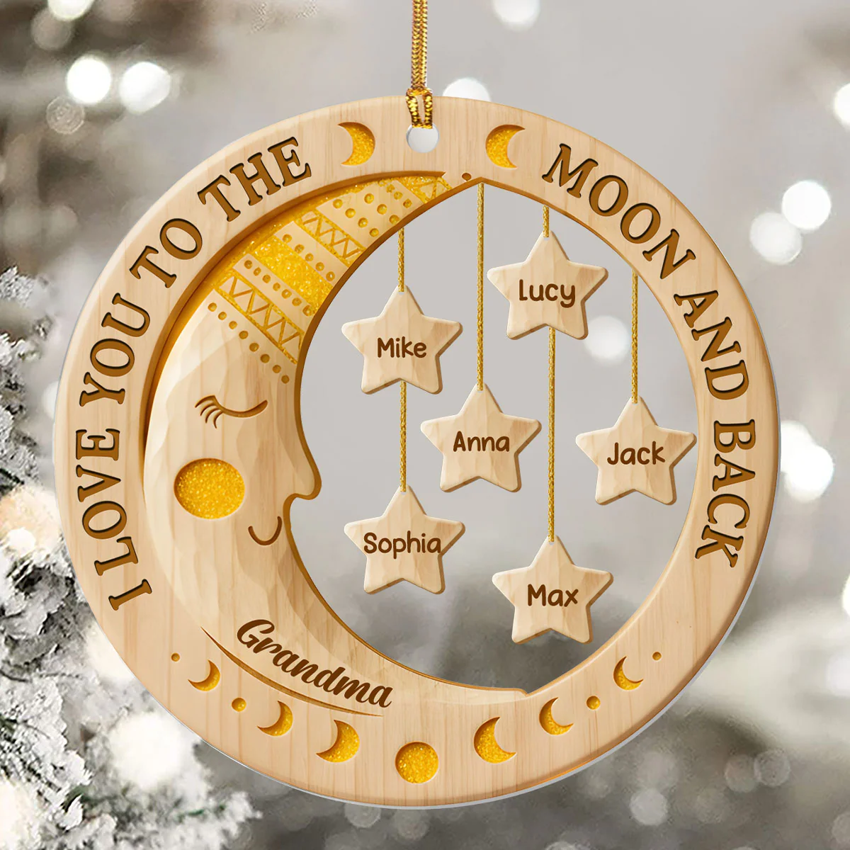 I Love You To The Moon And Back - Personalized 1-Layer Acrylic Ornament - Image 5