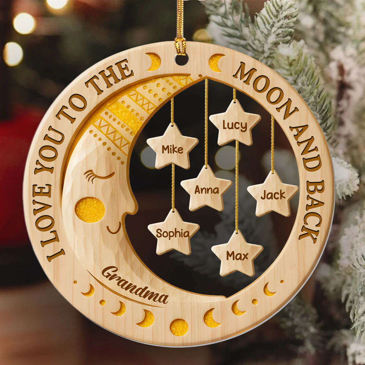 I Love You To The Moon And Back - Personalized 1-Layer Acrylic Ornament - Image 6