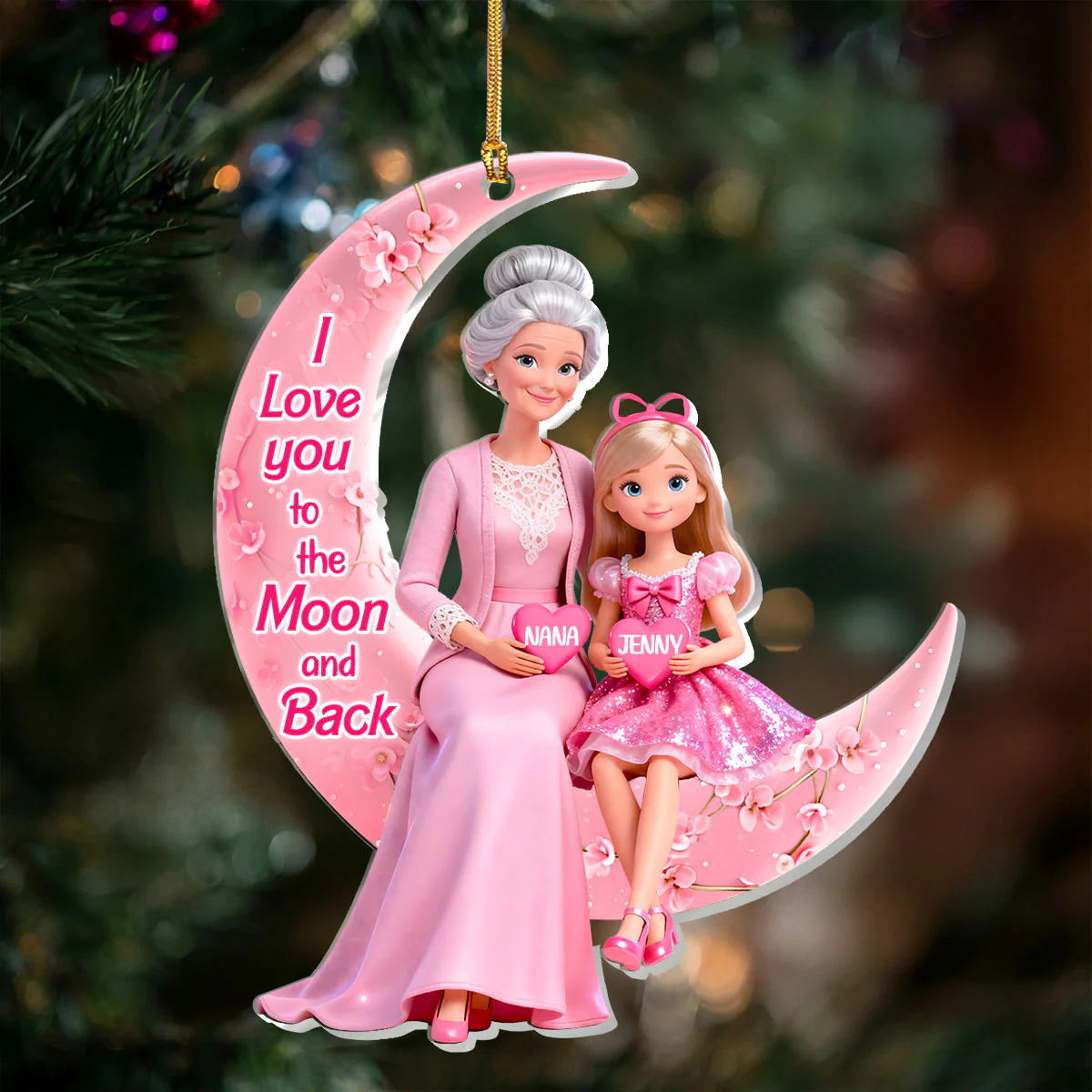 I Love You To The Moon And Back - Personalized 1-Layer Acrylic Ornament - Image 2