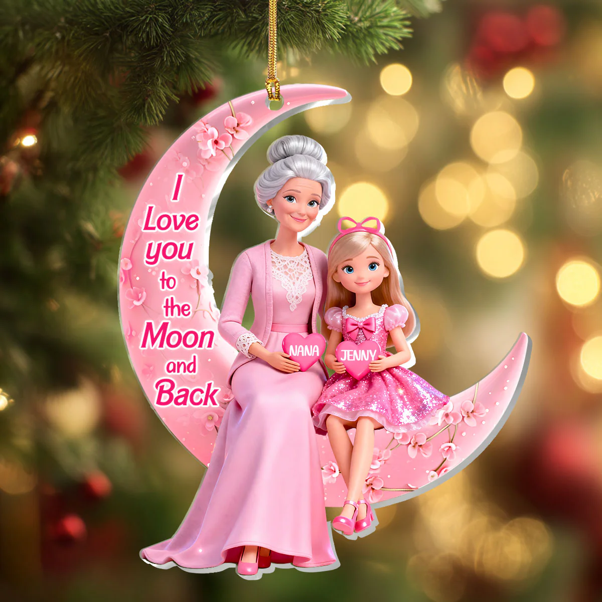 I Love You To The Moon And Back - Personalized 1-Layer Acrylic Ornament - Image 4