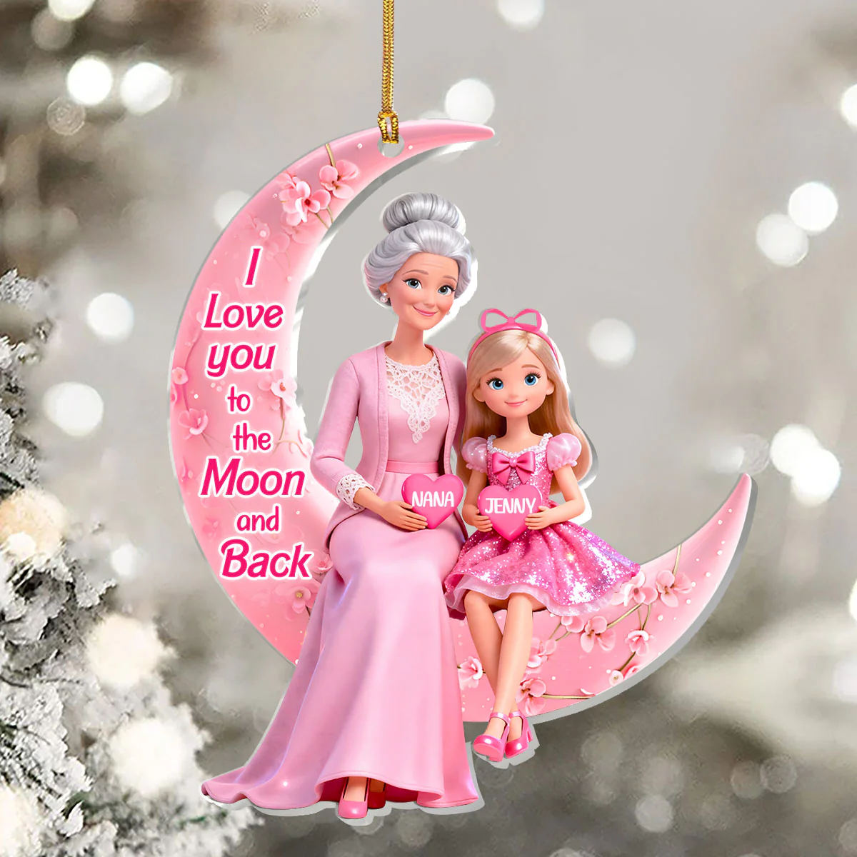 I Love You To The Moon And Back - Personalized 1-Layer Acrylic Ornament - Image 5