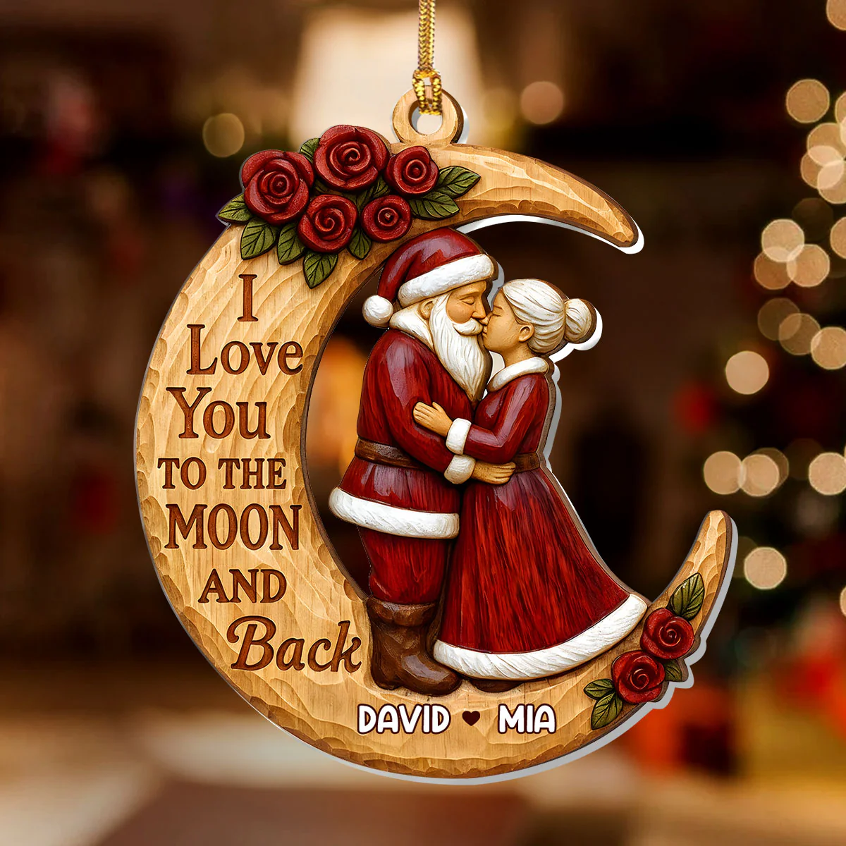 I Love You To The Moon And Back - Personalized 1-Layer Acrylic Ornament - Image 2