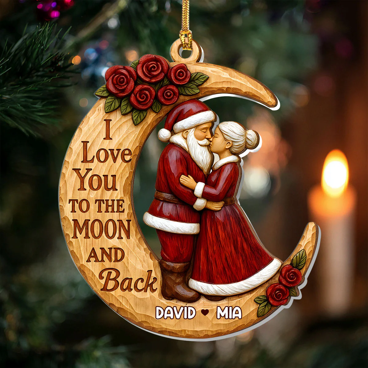 I Love You To The Moon And Back - Personalized 1-Layer Acrylic Ornament - Image 3