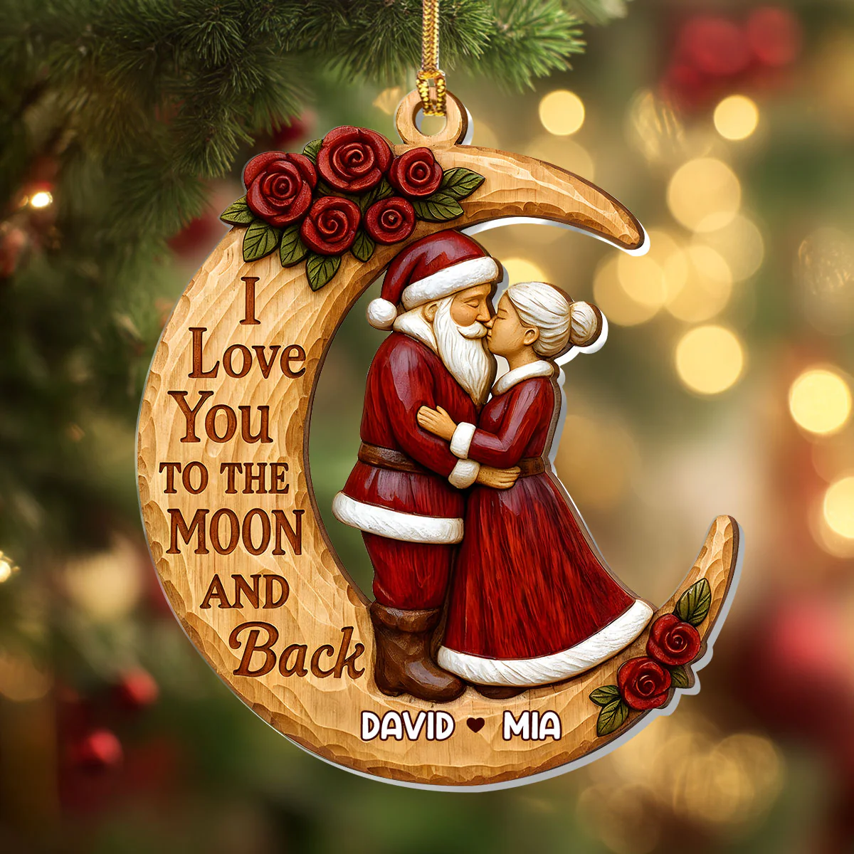 I Love You To The Moon And Back - Personalized 1-Layer Acrylic Ornament - Image 4