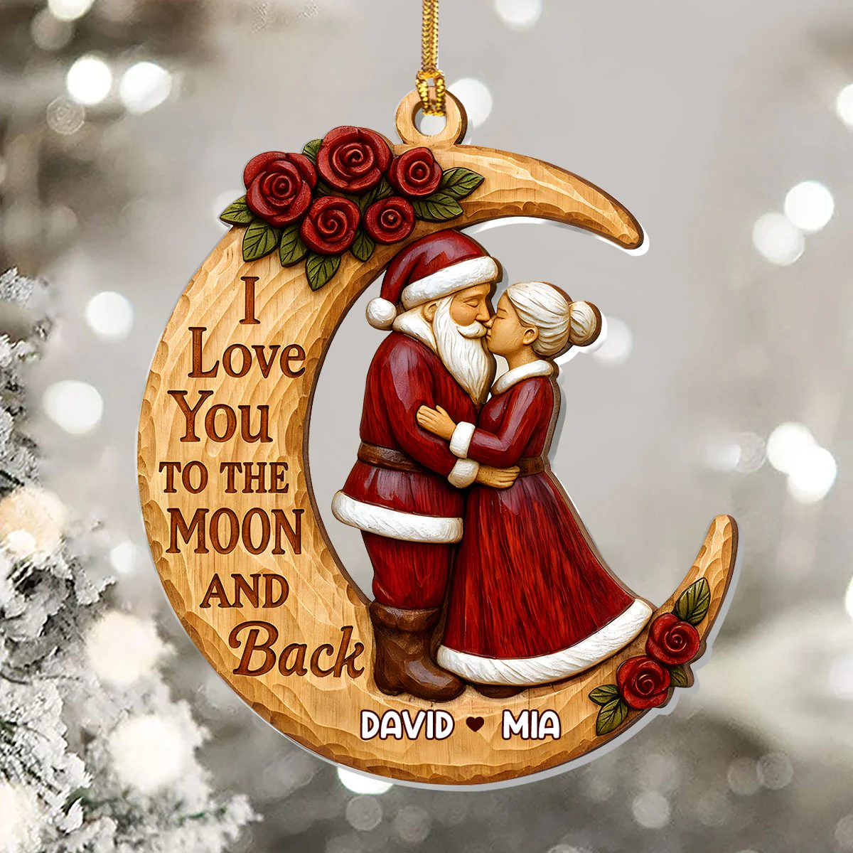 I Love You To The Moon And Back - Personalized 1-Layer Acrylic Ornament - Image 5