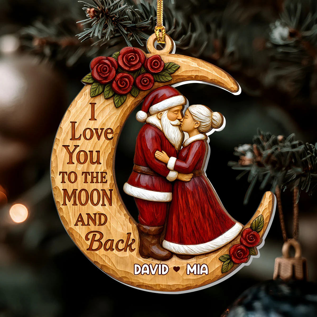 I Love You To The Moon And Back - Personalized 1-Layer Acrylic Ornament - Image 6