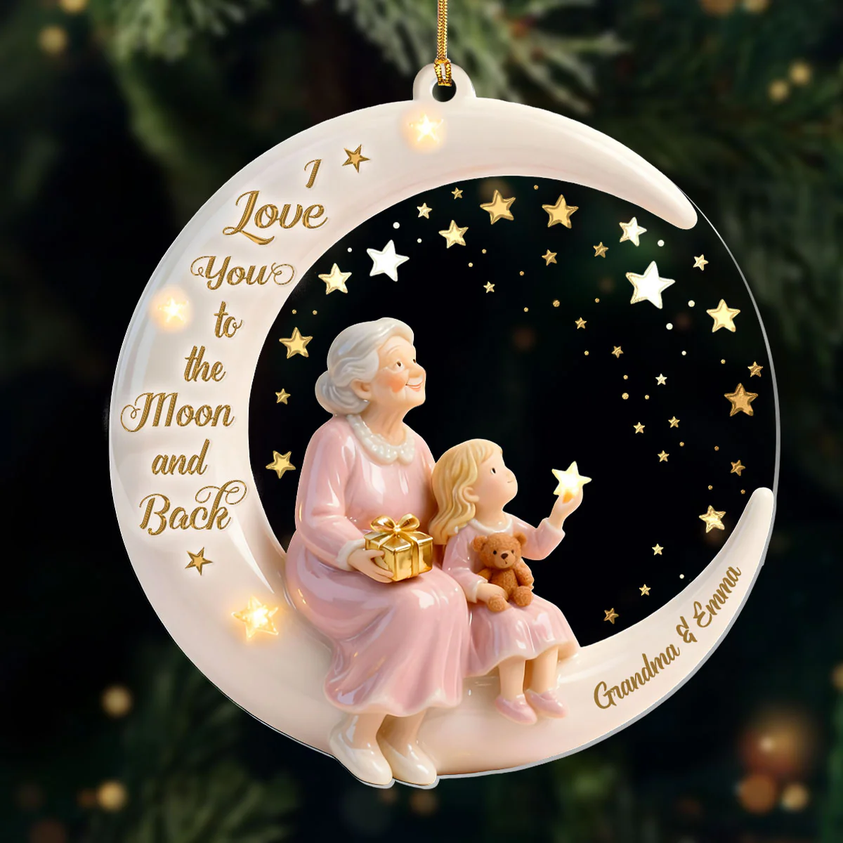 I Love You To The Moon And Back - Personalized 1-Layer Acrylic Ornament