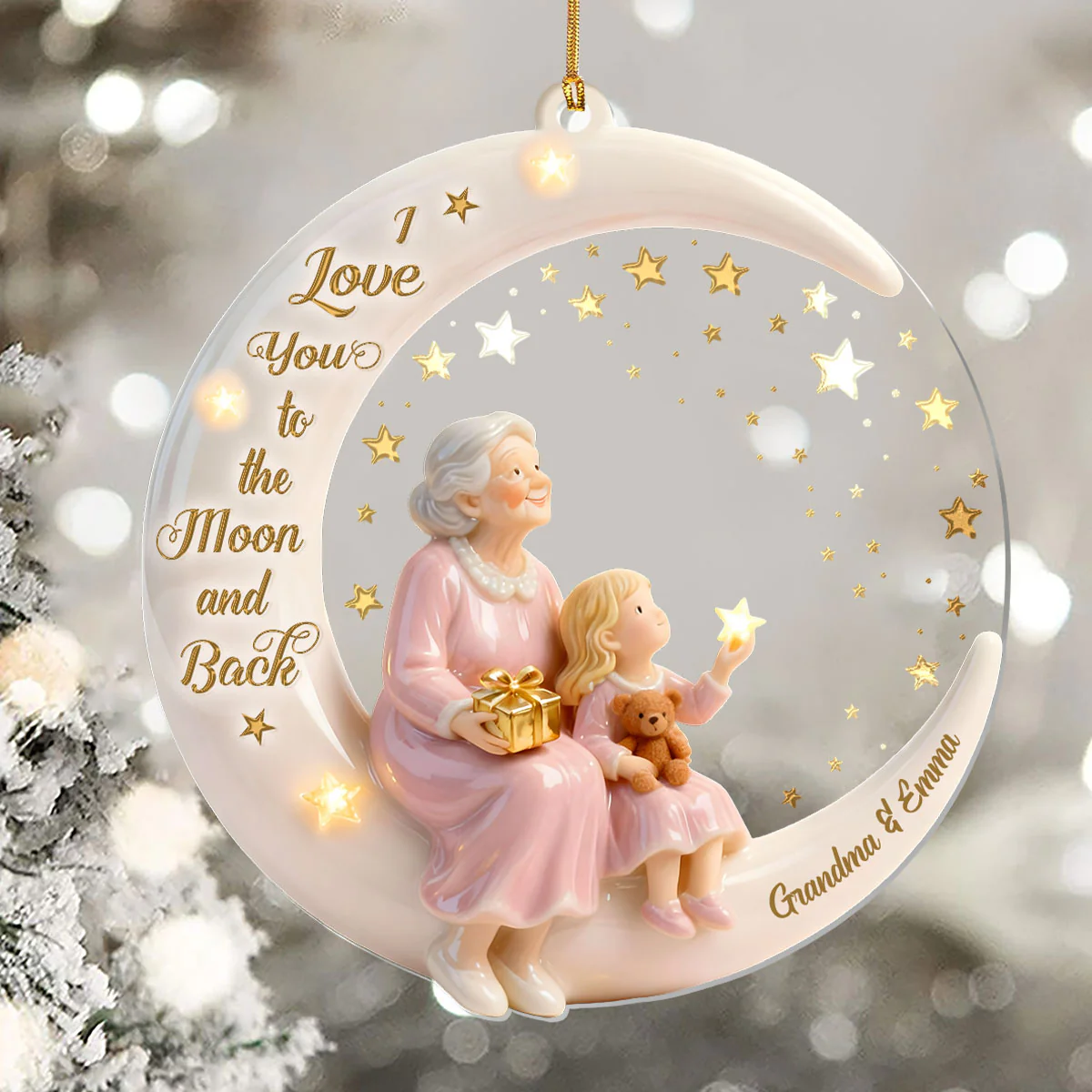I Love You To The Moon And Back - Personalized 1-Layer Acrylic Ornament - Image 5