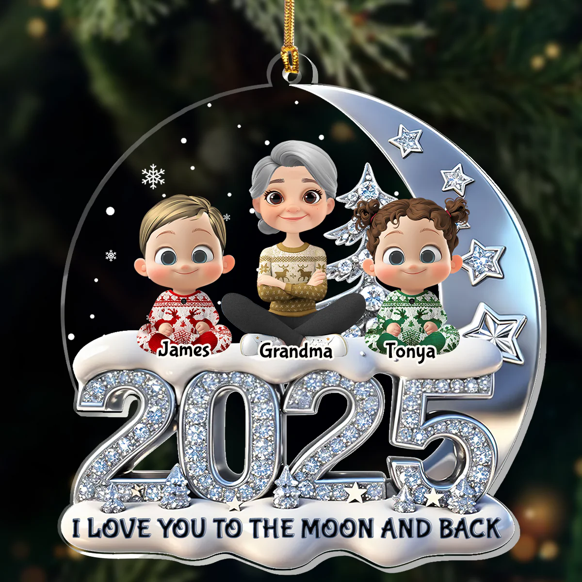 I Love You To The Moon And Back - Personalized 1-Layer Acrylic Ornament