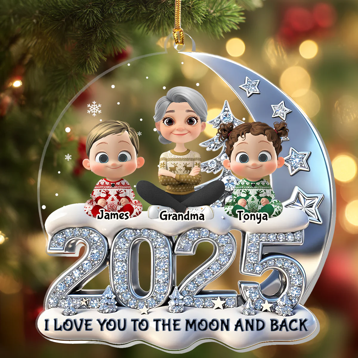 I Love You To The Moon And Back - Personalized 1-Layer Acrylic Ornament - Image 4