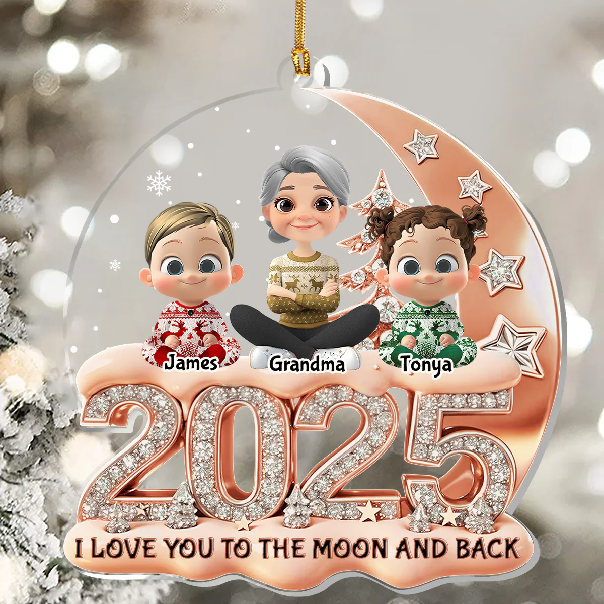 I Love You To The Moon And Back - Personalized 1-Layer Acrylic Ornament - Image 5
