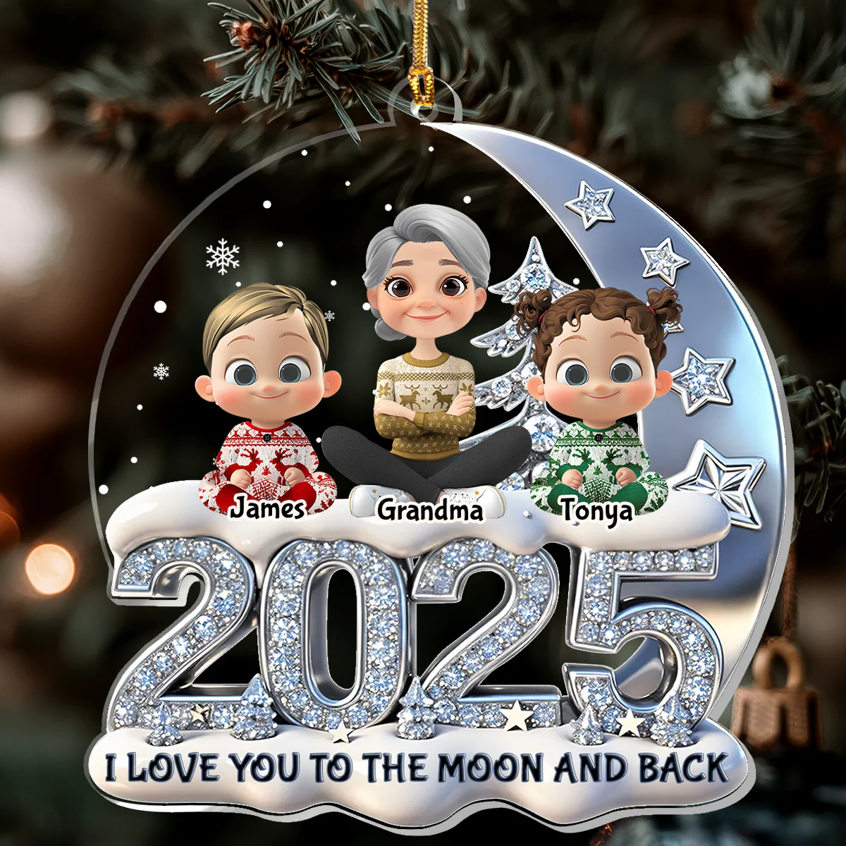 I Love You To The Moon And Back - Personalized 1-Layer Acrylic Ornament - Image 6