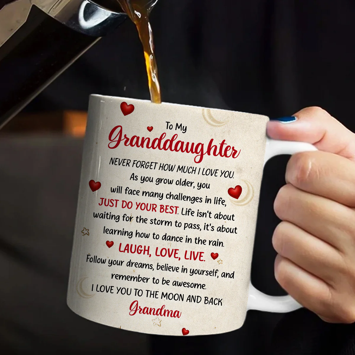 I Love You To The Moon And Back - Personalized Ceramic Coffee Mug - Image 5