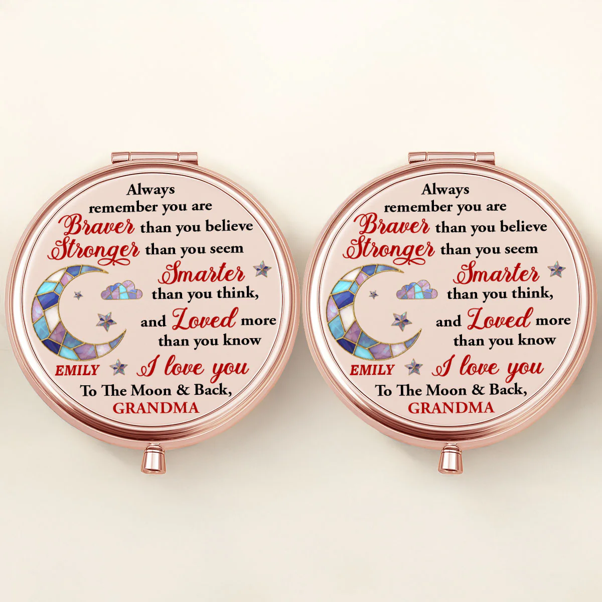 I Love You To The Moon And Back - Personalized Circle Metallic Mirror - Image 3