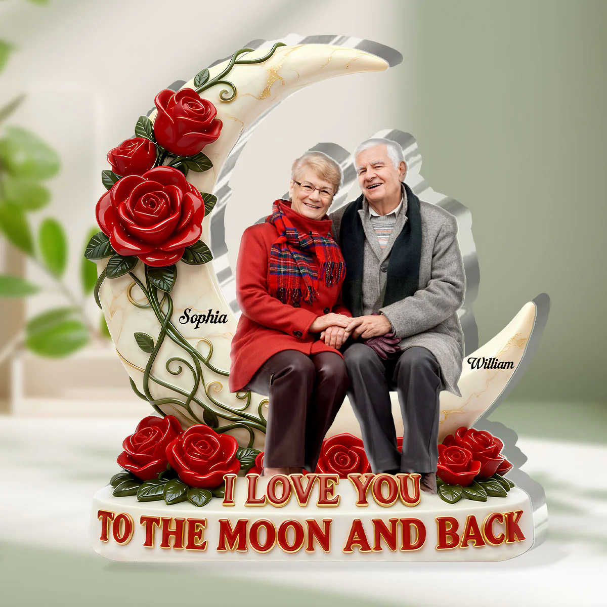 I Love You To The Moon And Back - Personalized Custom Shaped Acrylic Plaque - Image 2