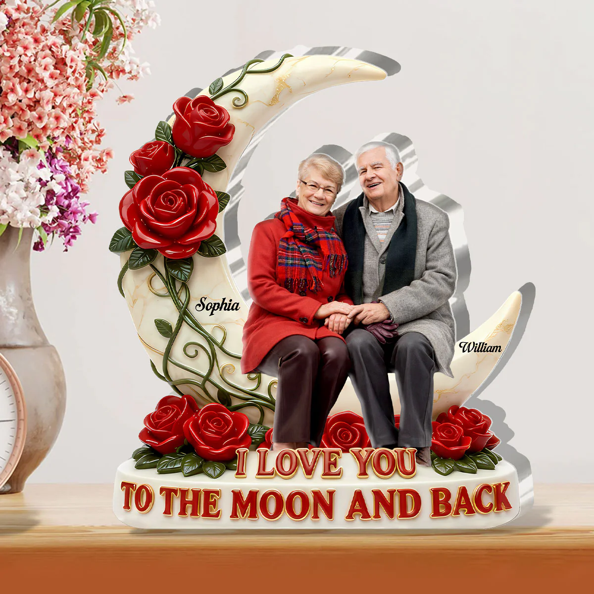 I Love You To The Moon And Back - Personalized Custom Shaped Acrylic Plaque - Image 3