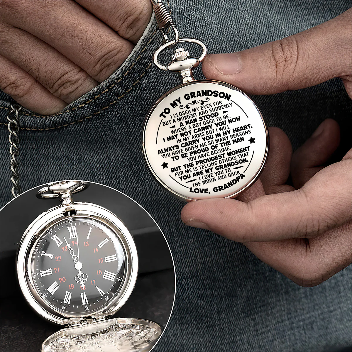 I Love You To The Moon And Back - Personalized Pocket Watch - Image 2