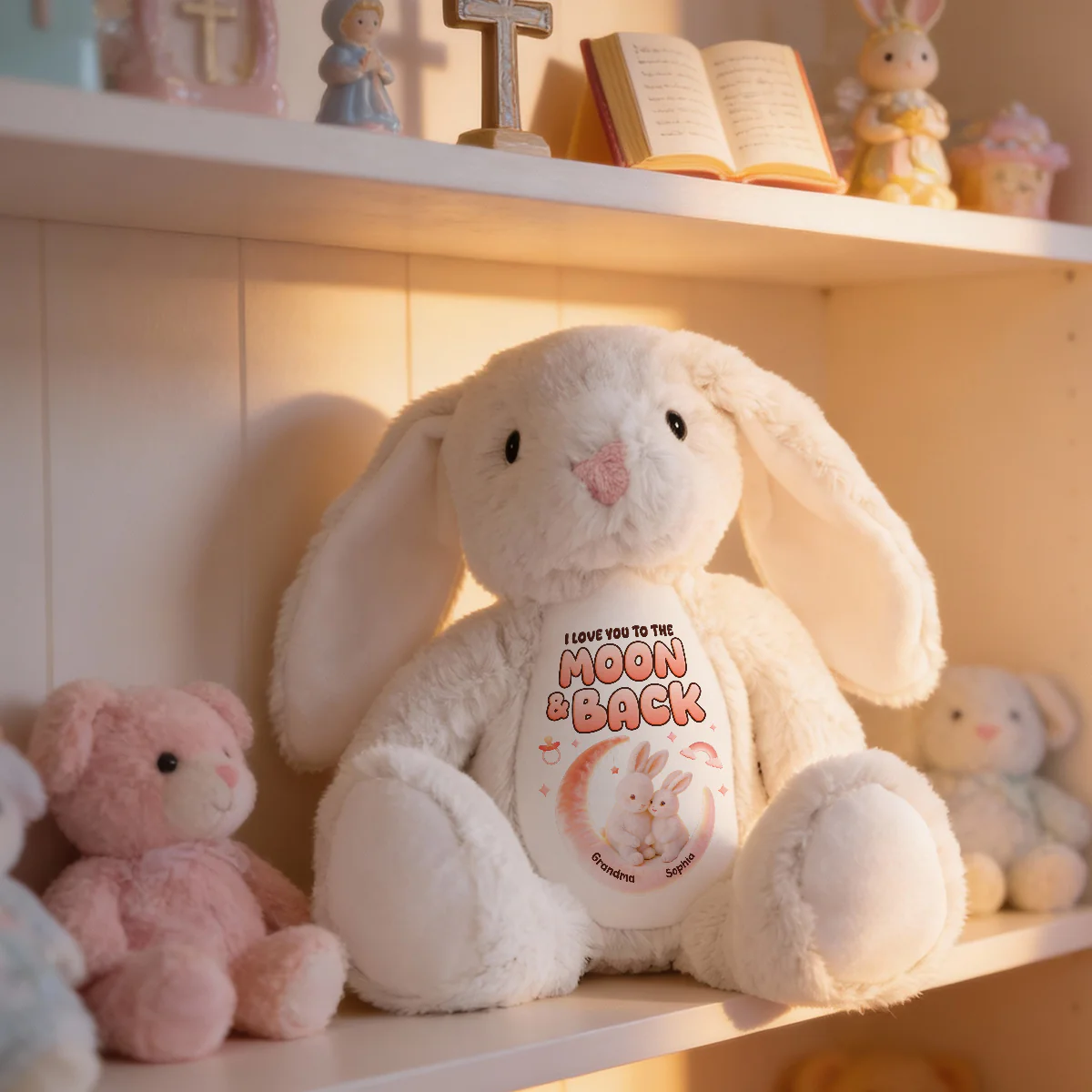 I Love You To The Moon And Back - Personalized Stuffed Bunny - Image 5