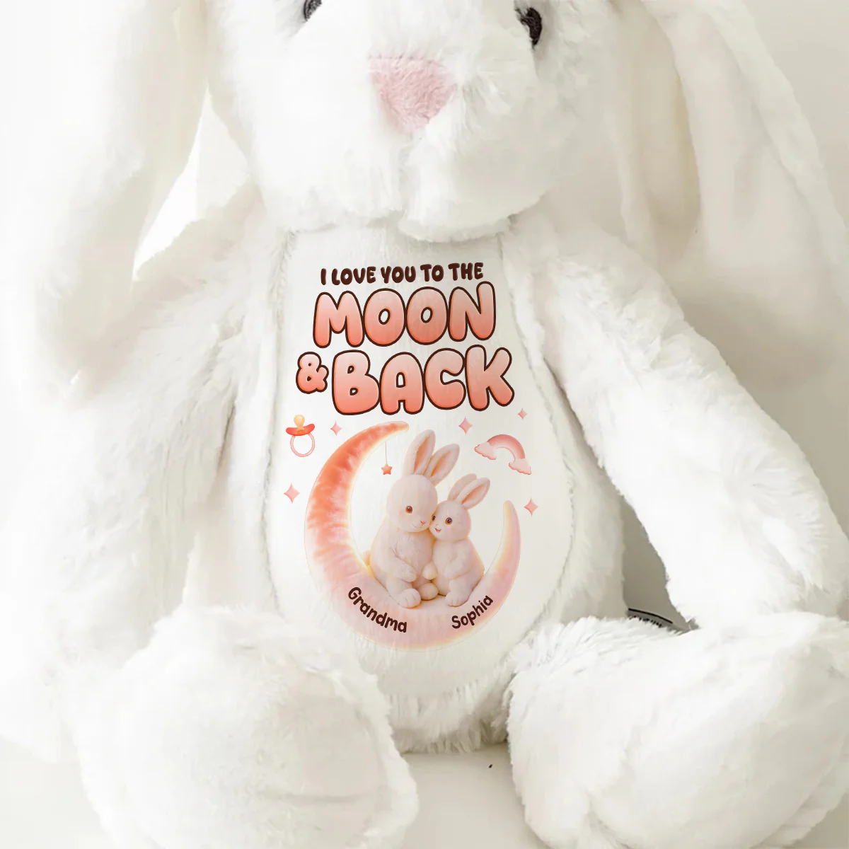 I Love You To The Moon And Back - Personalized Stuffed Bunny - Image 9