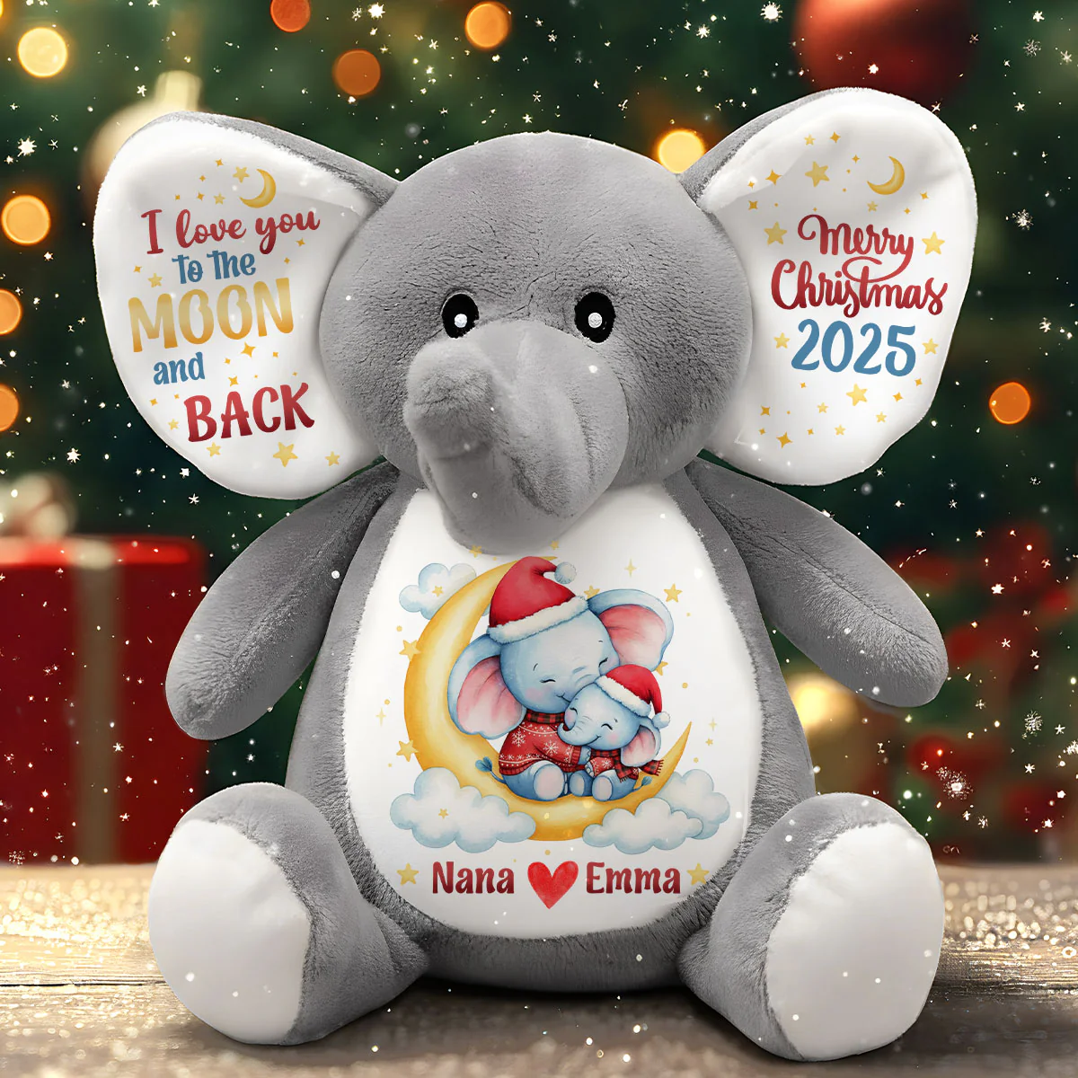 I Love You To The Moon And Back - Personalized Stuffed Elephant