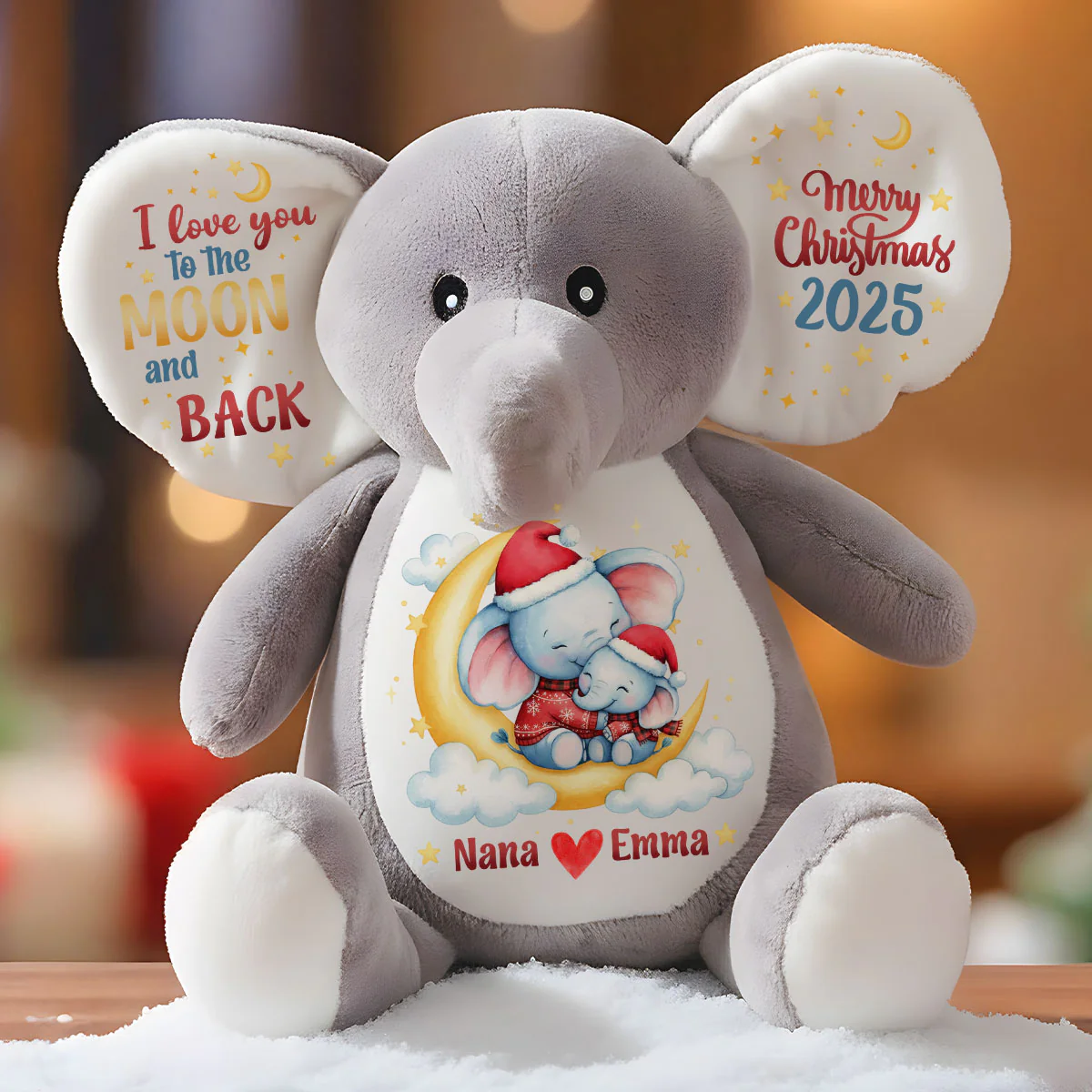 I Love You To The Moon And Back - Personalized Stuffed Elephant - Image 5