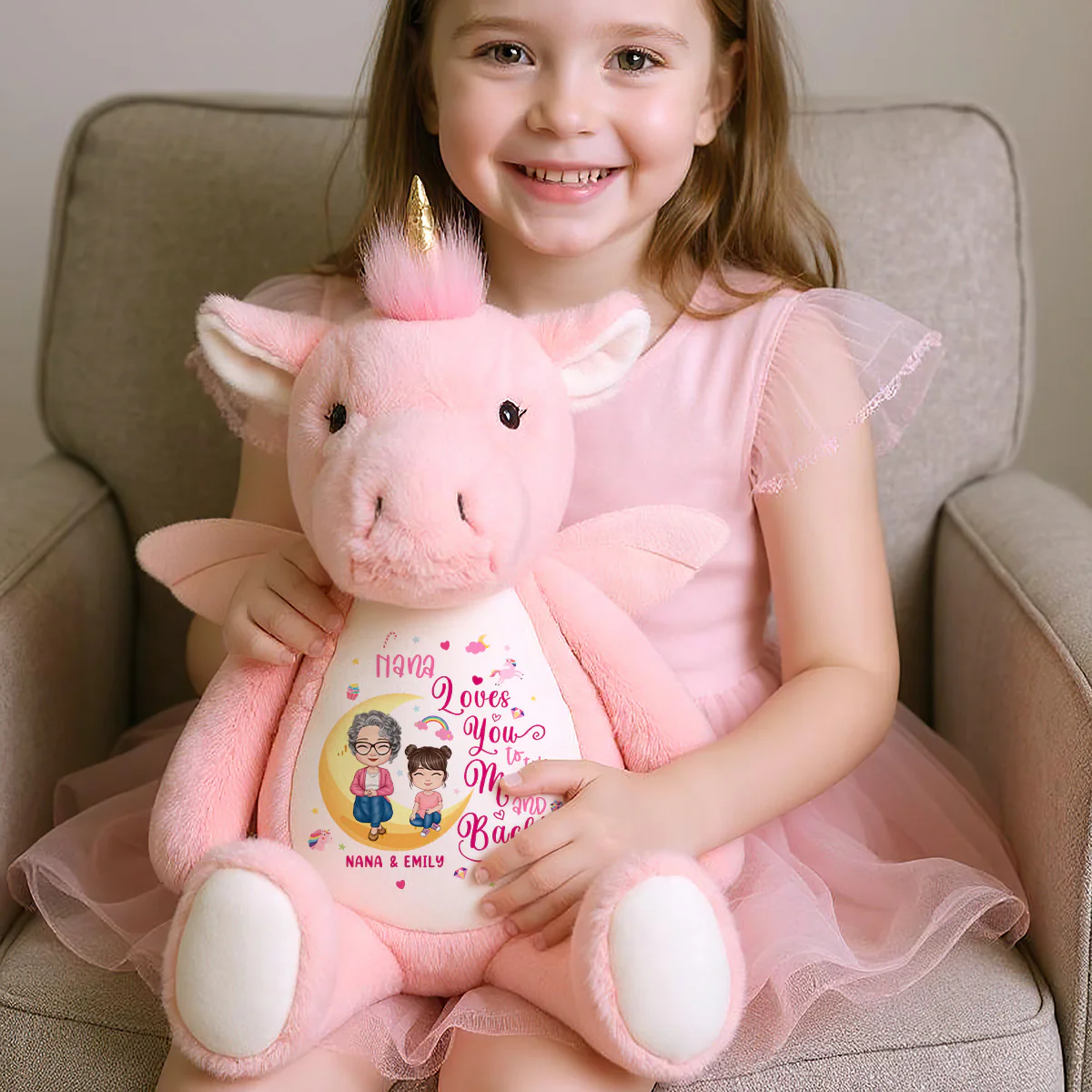 I Love You To The Moon And Back - Personalized Stuffed Unicorn - Image 3