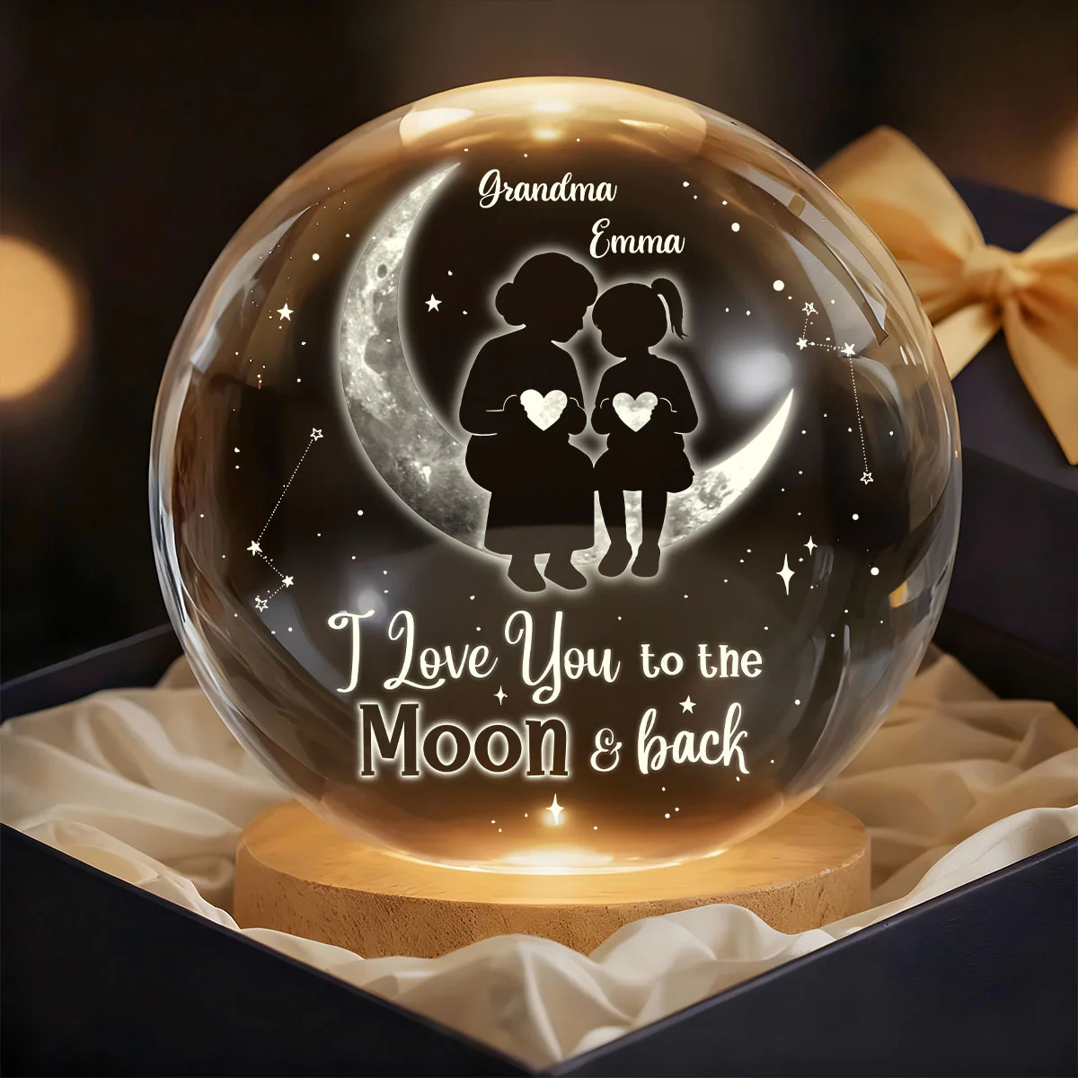 I Love You To The Moon And Back - Personalized Crystal Ball Night Light - Image 7