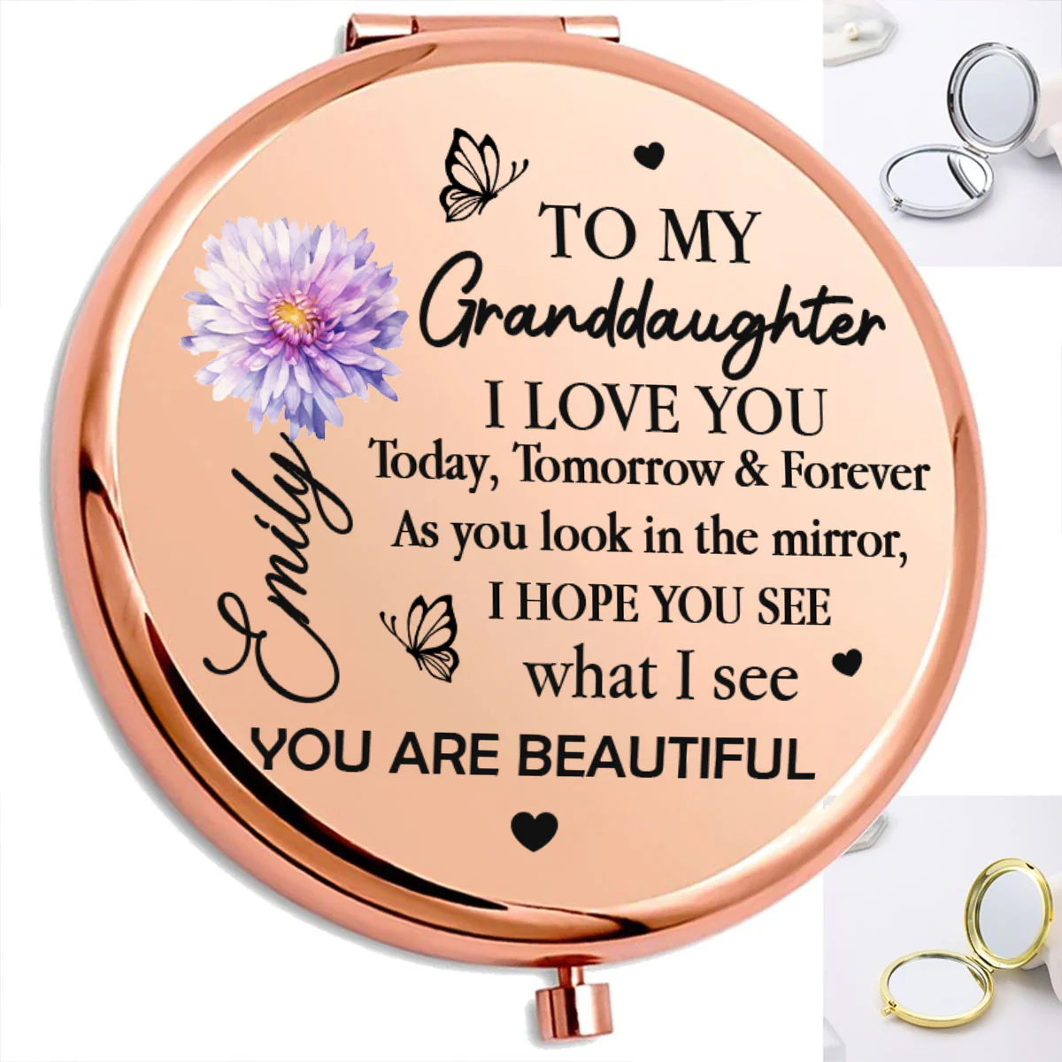I Love You Today Tomorrow Forever - Personalized Circle Metallic Mirror - Image 5