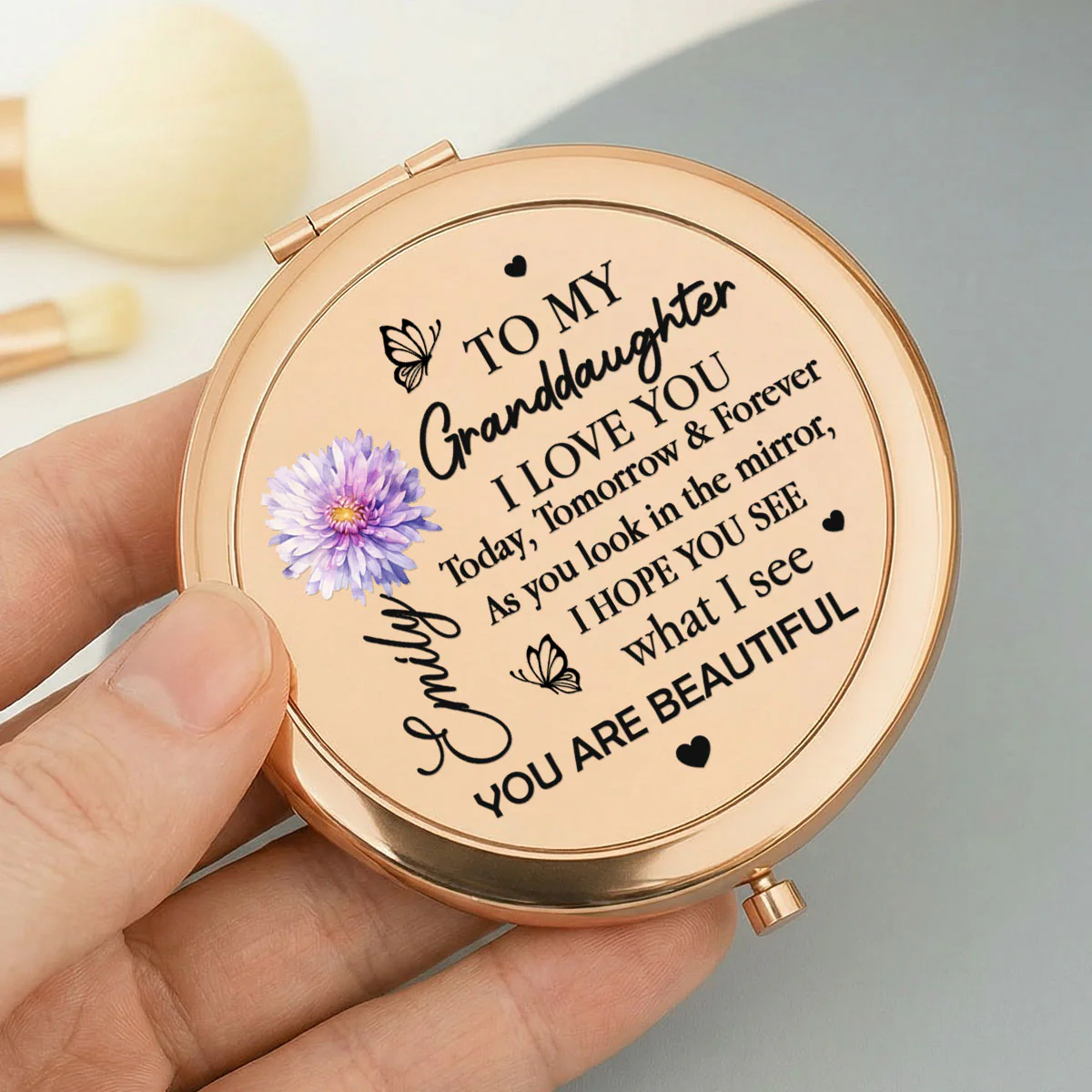 I Love You Today Tomorrow Forever - Personalized Circle Metallic Mirror - Image 7
