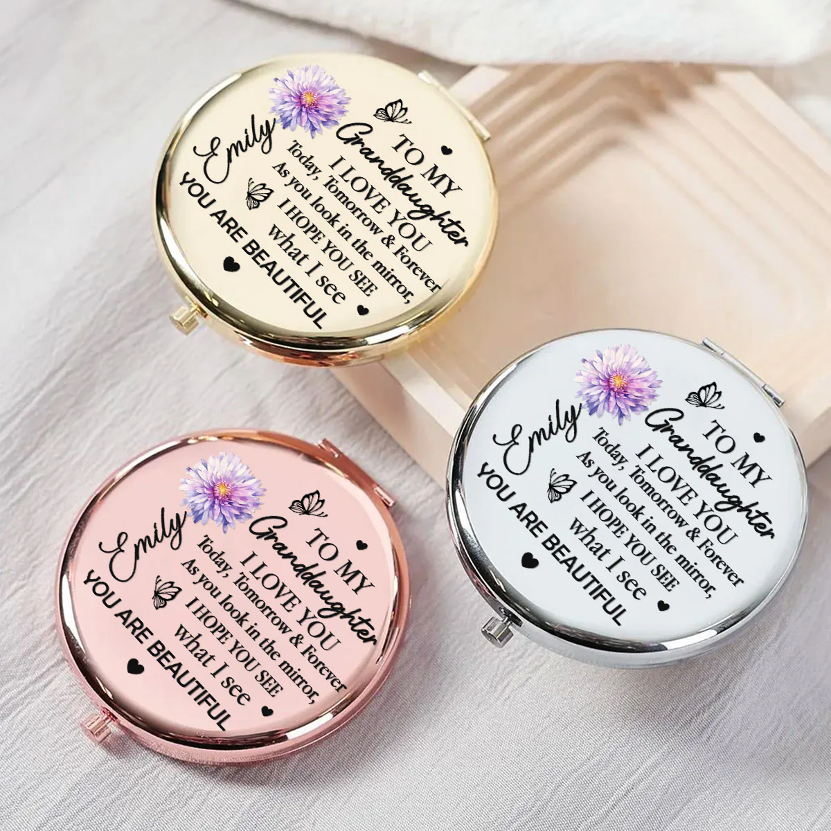 I Love You Today Tomorrow Forever - Personalized Circle Metallic Mirror - Image 8