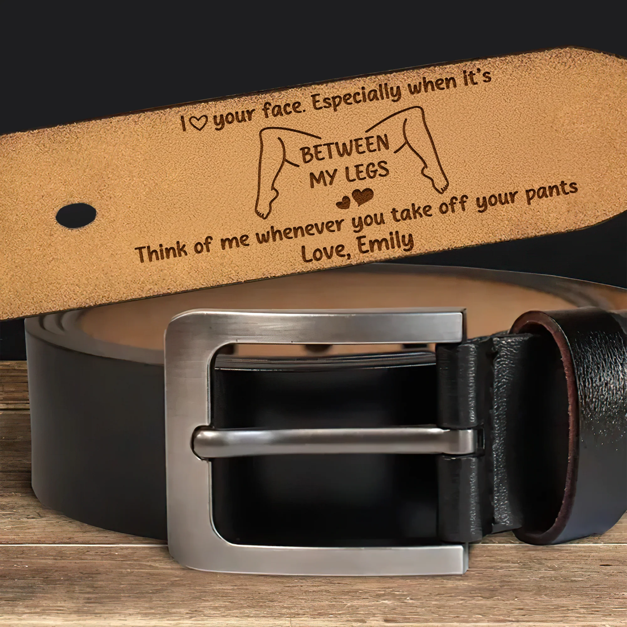 I Love Your Face Especially When It's Between My Legs - Personalized Engraved Leather Belt - Image 6