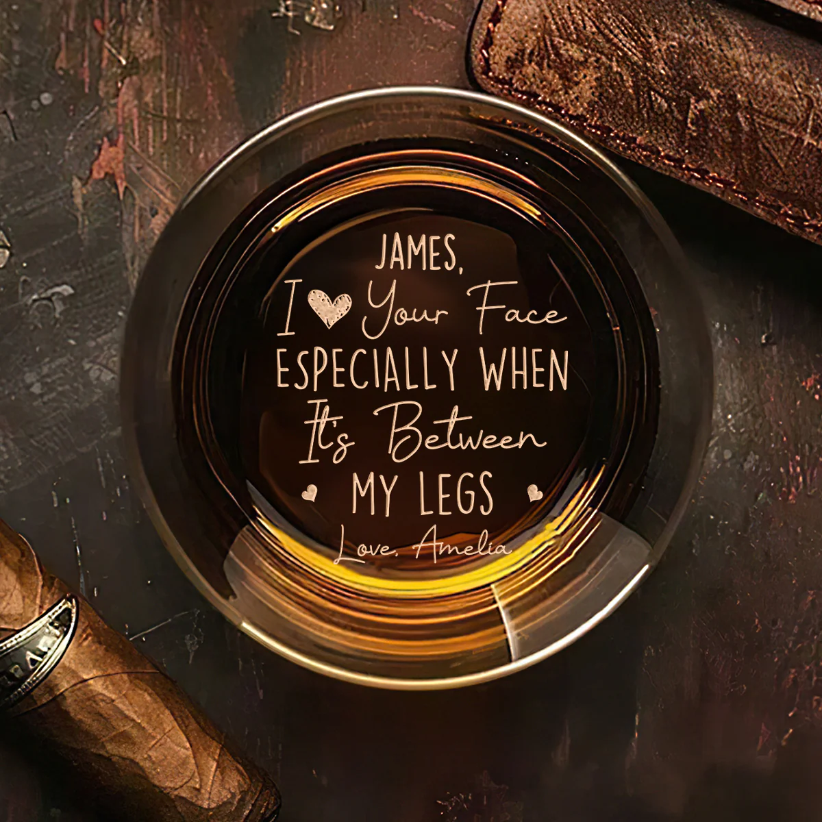 I Love Your Face - Personalized Engraved Whiskey Glass