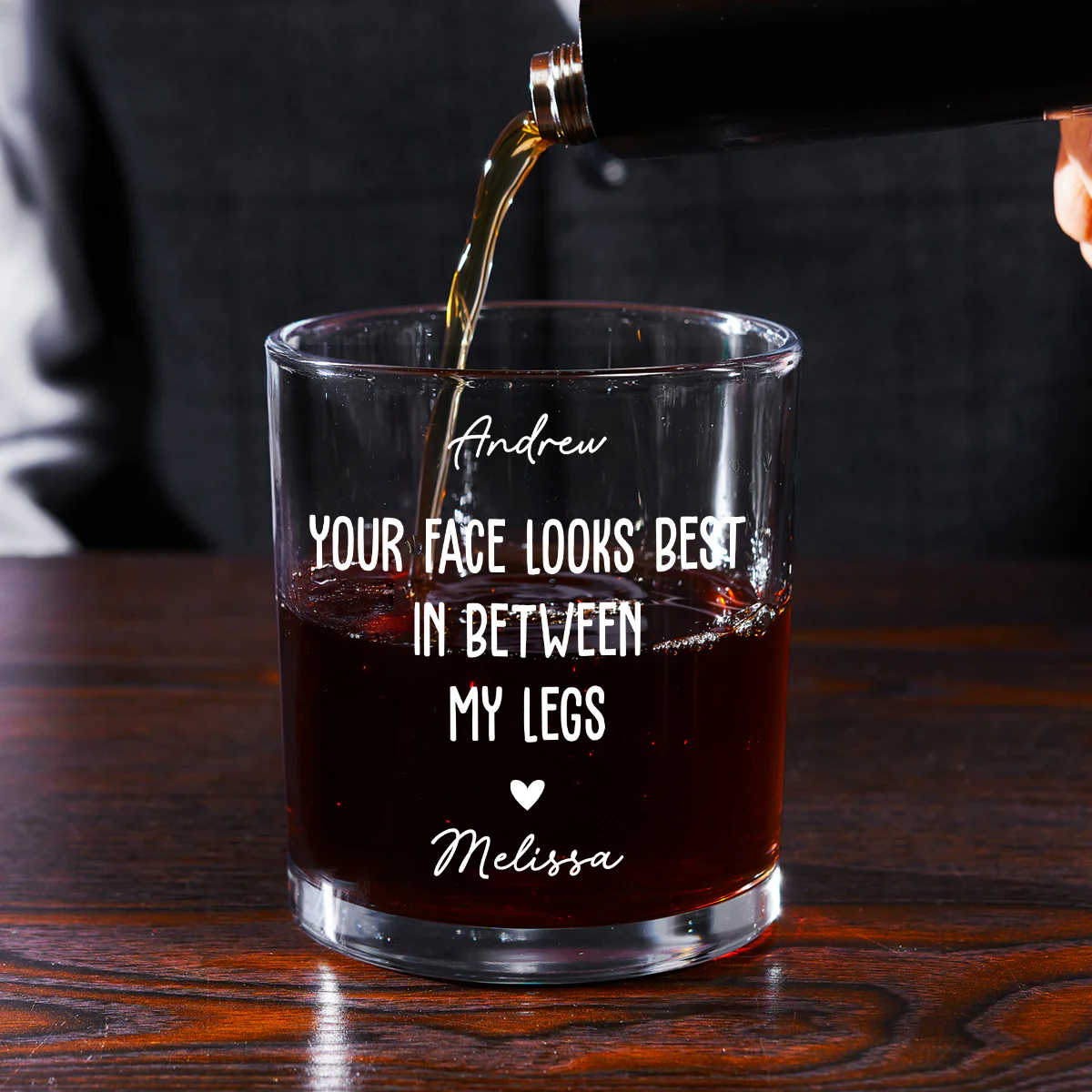 I Love Your Face - Personalized Round Whiskey Glass - Image 3