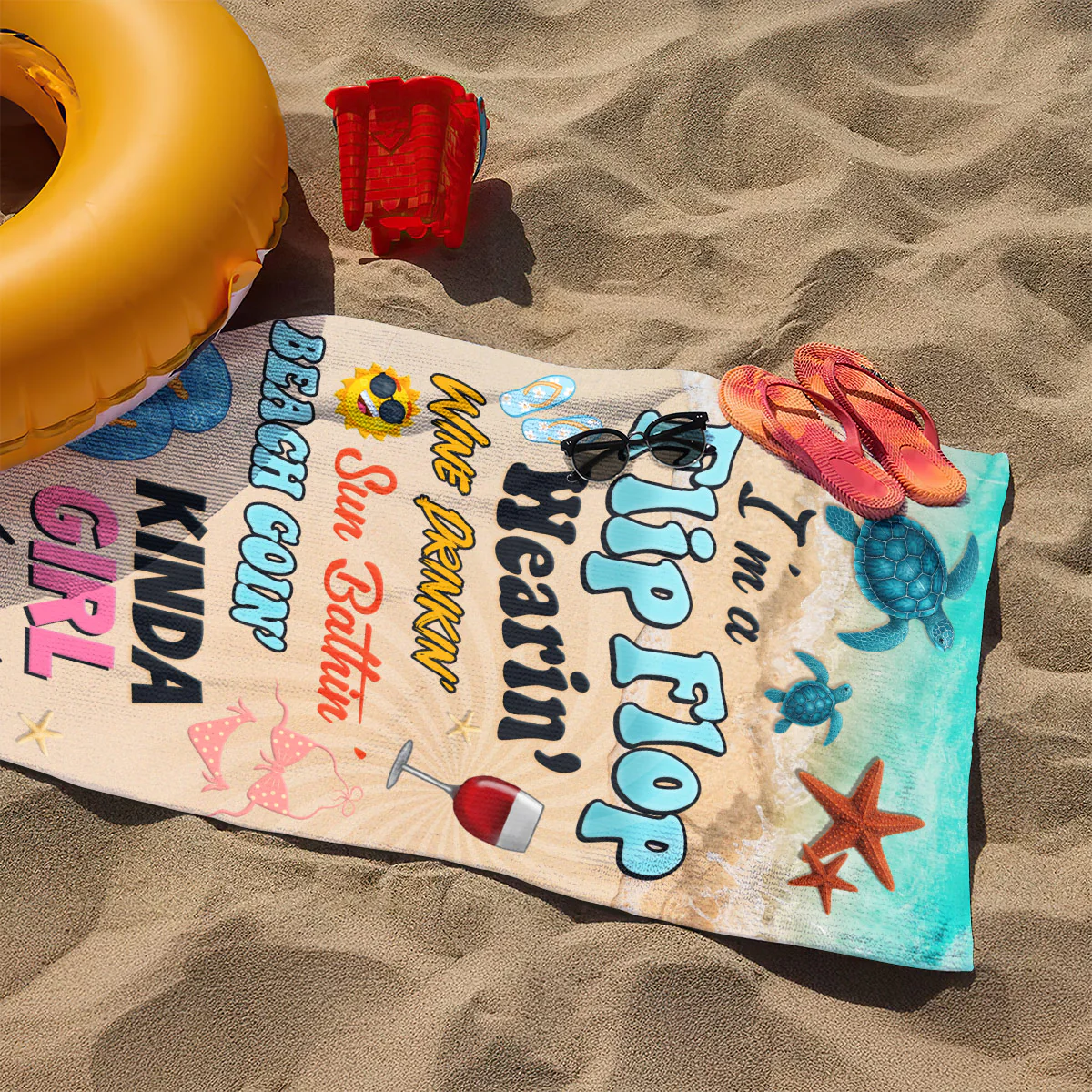 I'm A Flip Flop Wearin' Kinda Girl - Personalized Beach Towel - Image 3