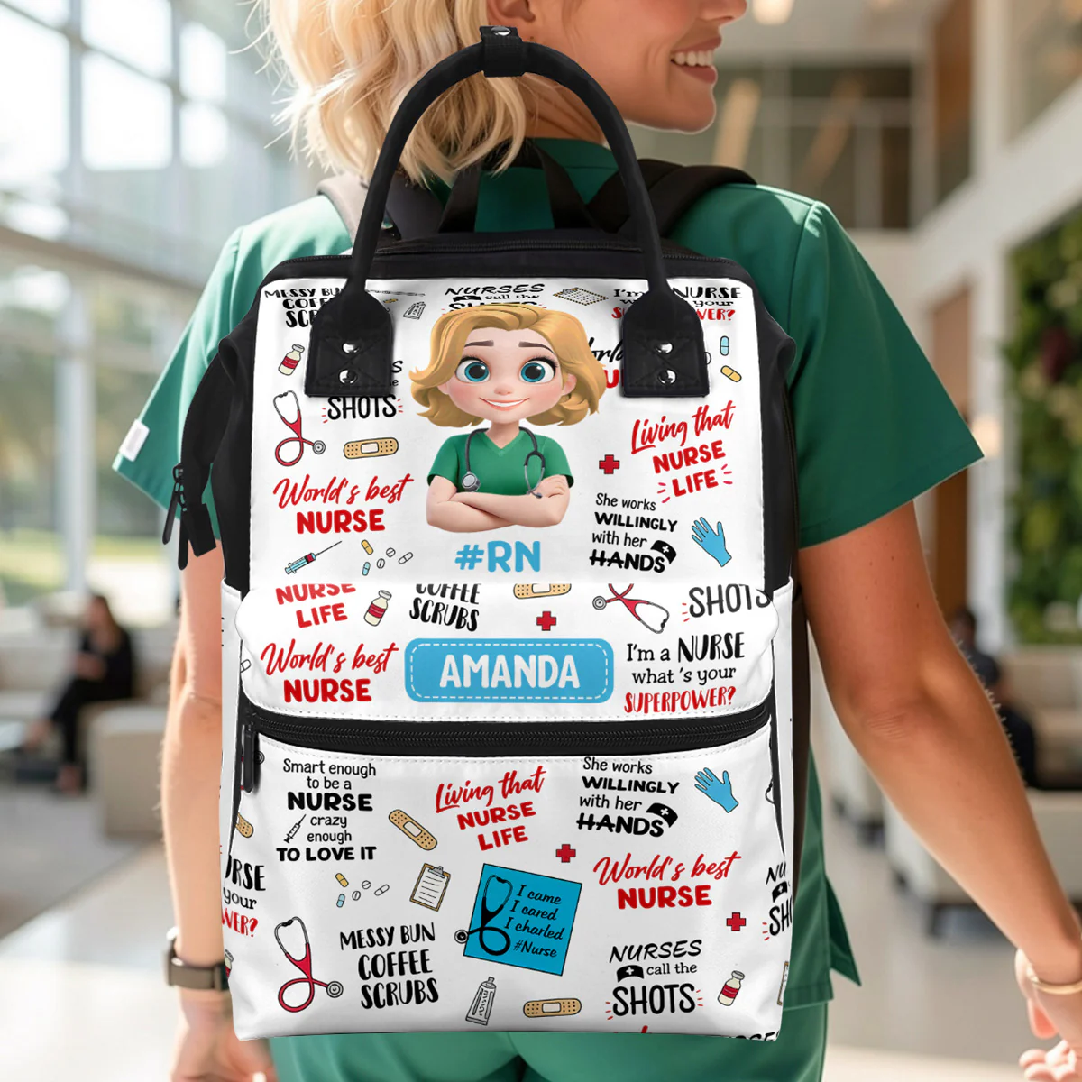 I'm A Nurse What's Your Superpower - Personalized Duckbilled Backpack - Image 2
