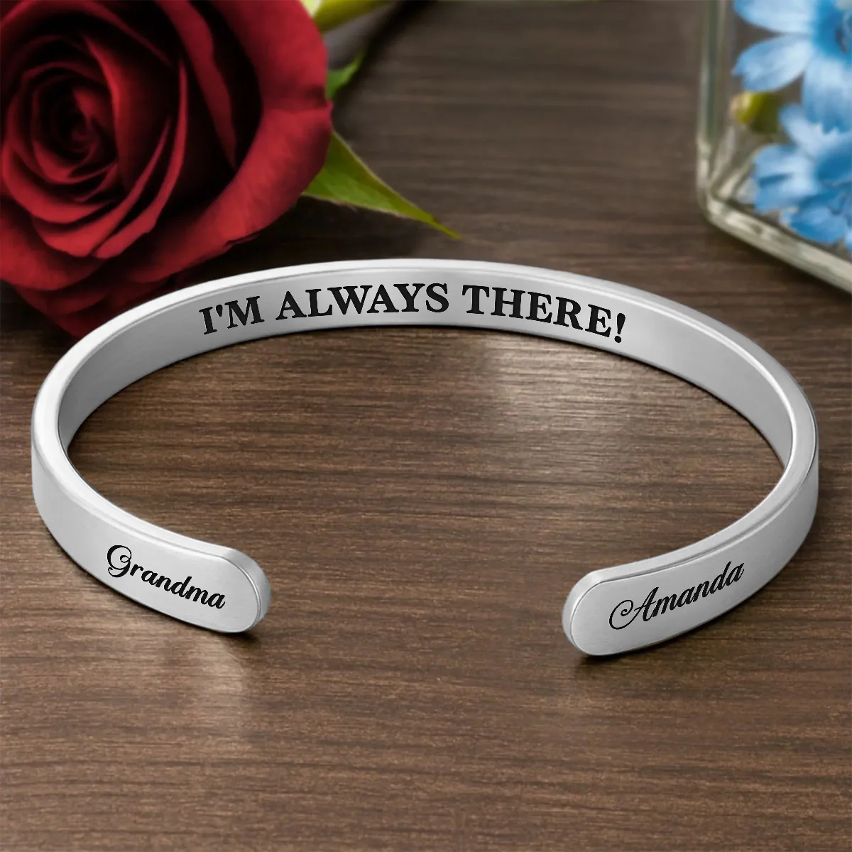 I'm Always There - Personalized Cuff Bangle Bracelet With Box - Image 2