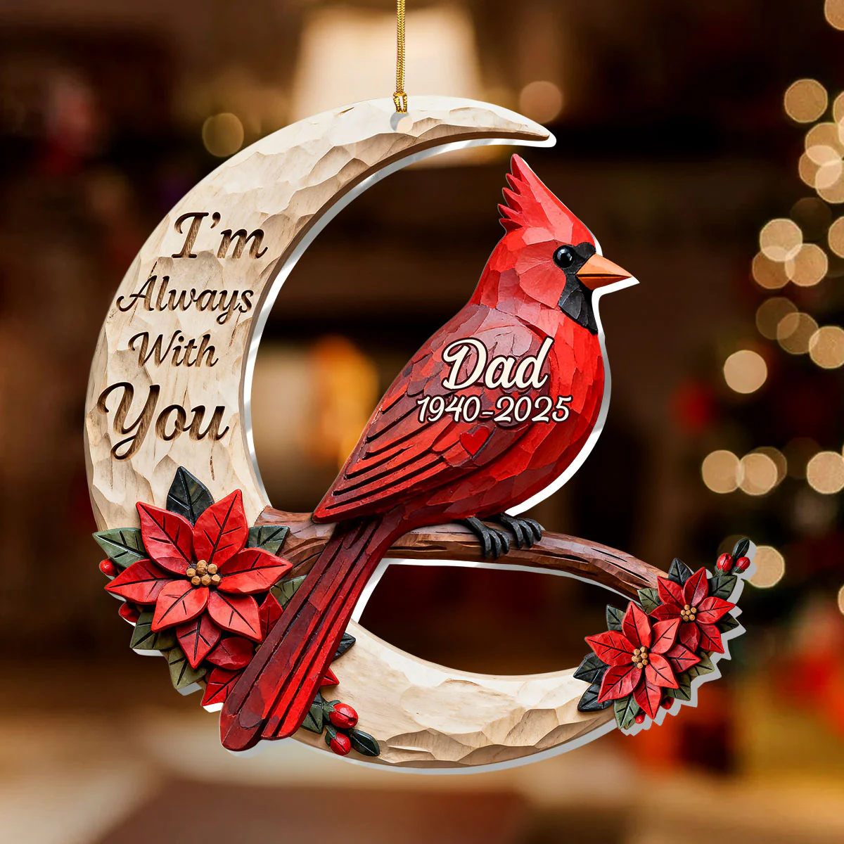 I'm Always With You Cardinal - Personalized 1-Layer Acrylic Ornament - Image 2
