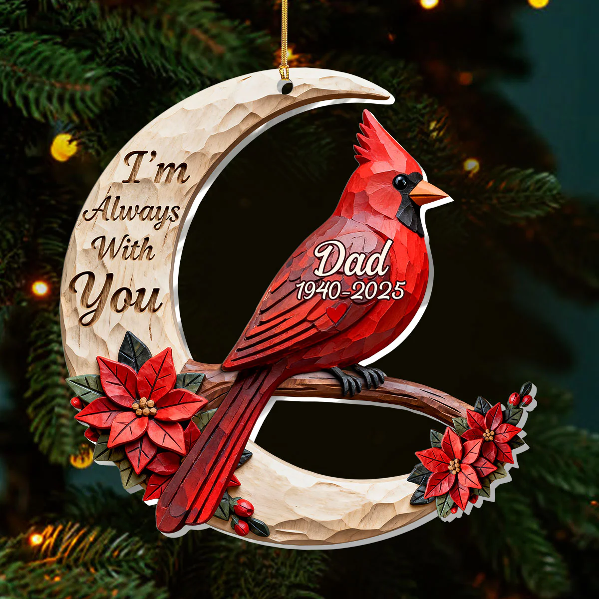 I'm Always With You Cardinal - Personalized 1-Layer Acrylic Ornament - Image 3