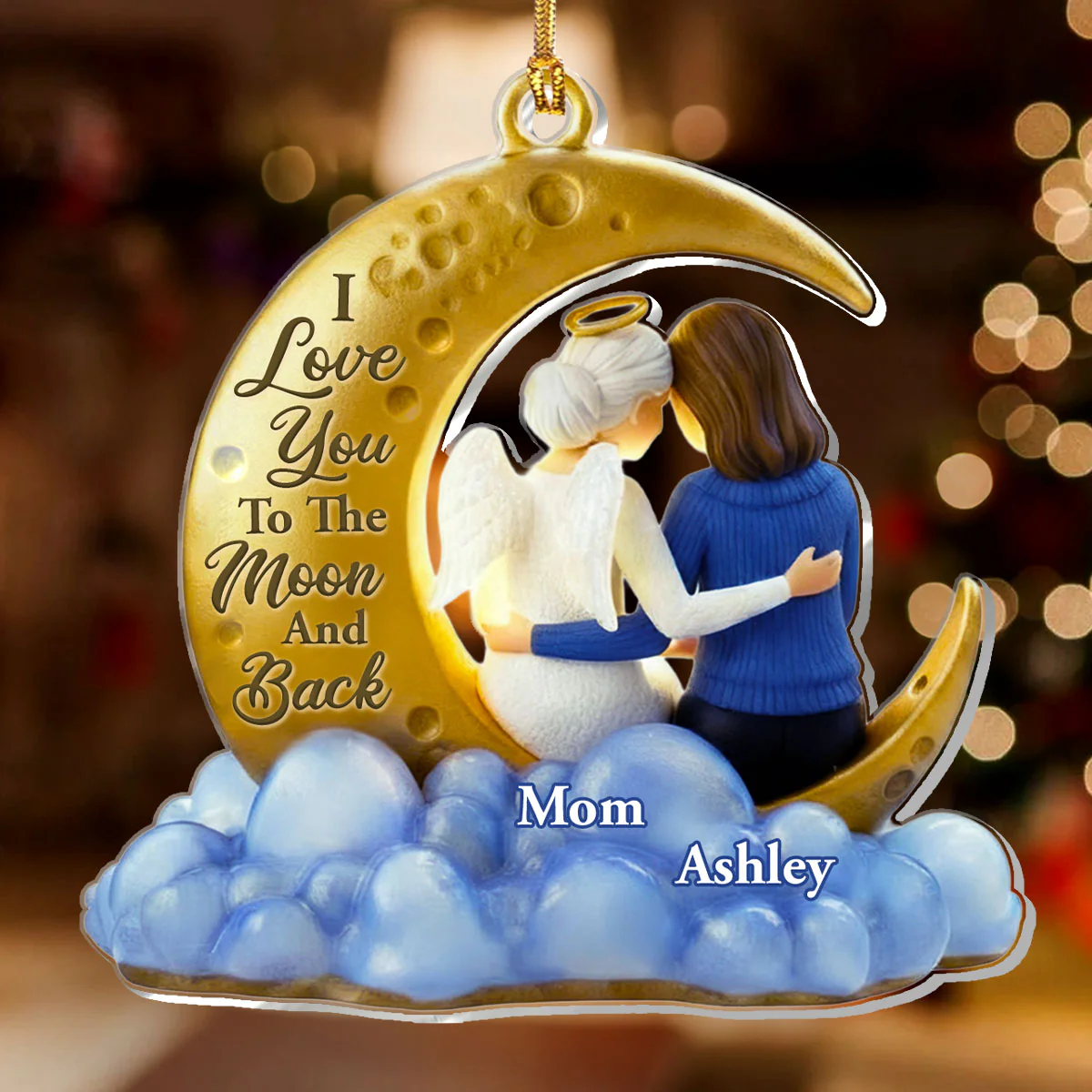 I'm Always With You Memorial Cresent Moon - Personalized 1-Layer Acrylic Ornament - Image 2