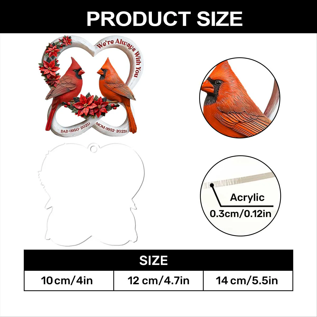 I'm Always With You - Personalized 1-Layer Acrylic Ornament - Image 7