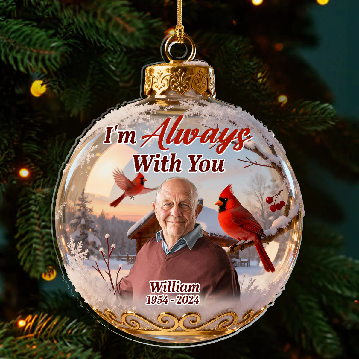 I'm Always With You - Personalized 1-Layer Acrylic Ornament - Image 3