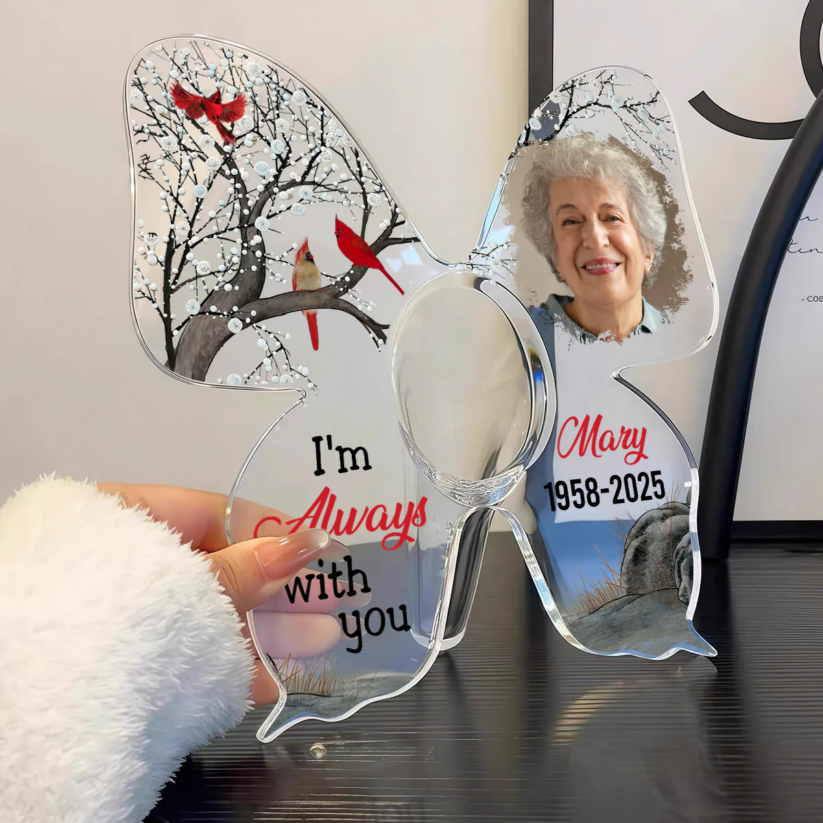 I'm Always With You - Personalized Butterfly Acrylic Vase - Image 3