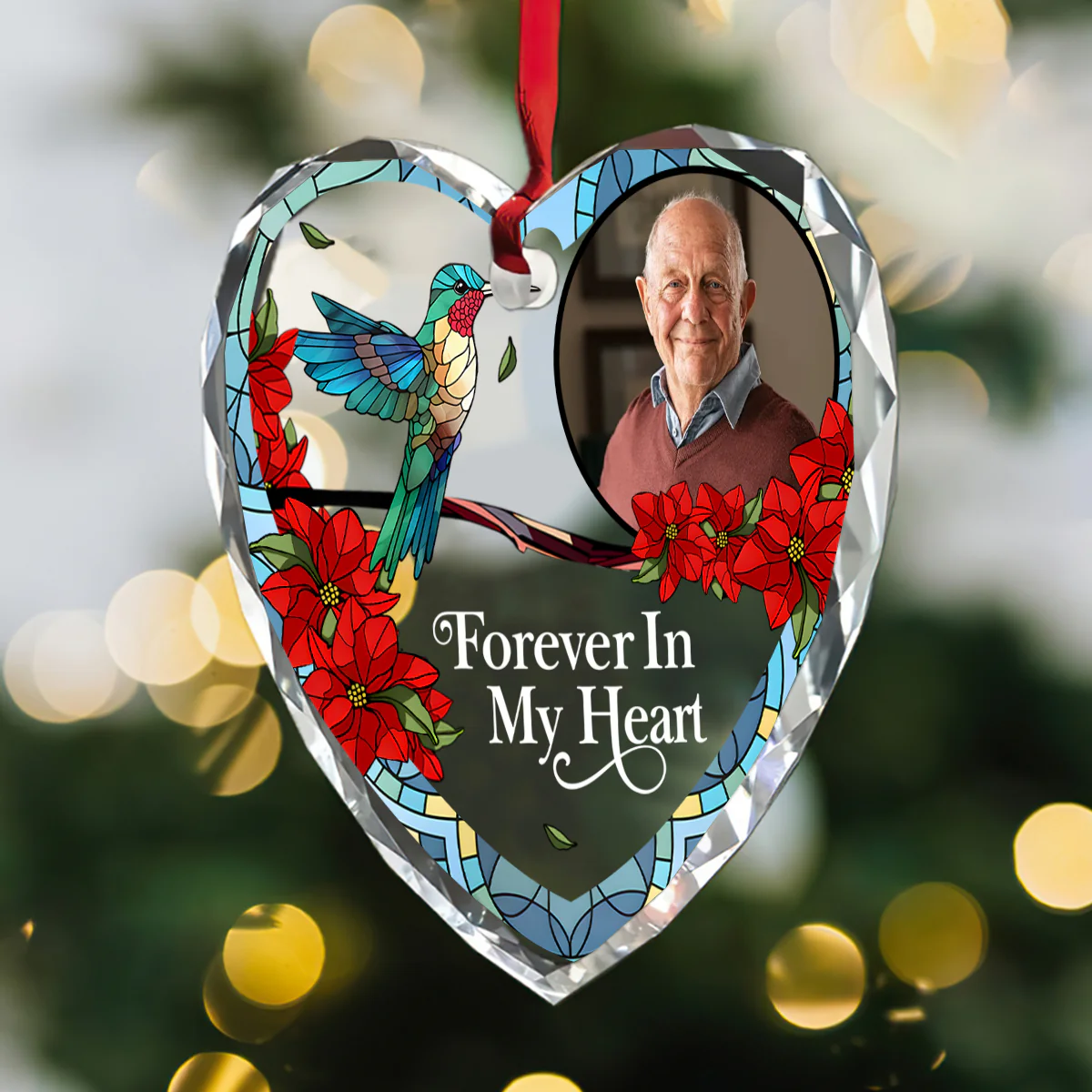 I'm Always With You  - Personalized Heart Shaped Glass Ornament - Image 3