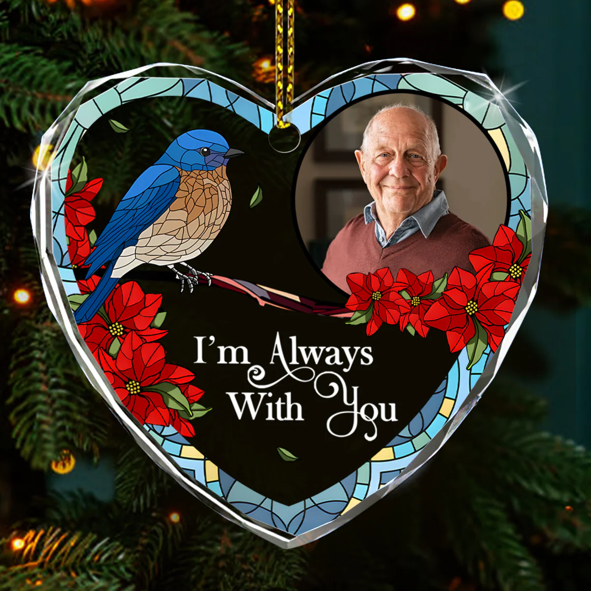 I'm Always With You  - Personalized Heart Shaped Glass Ornament - Image 7