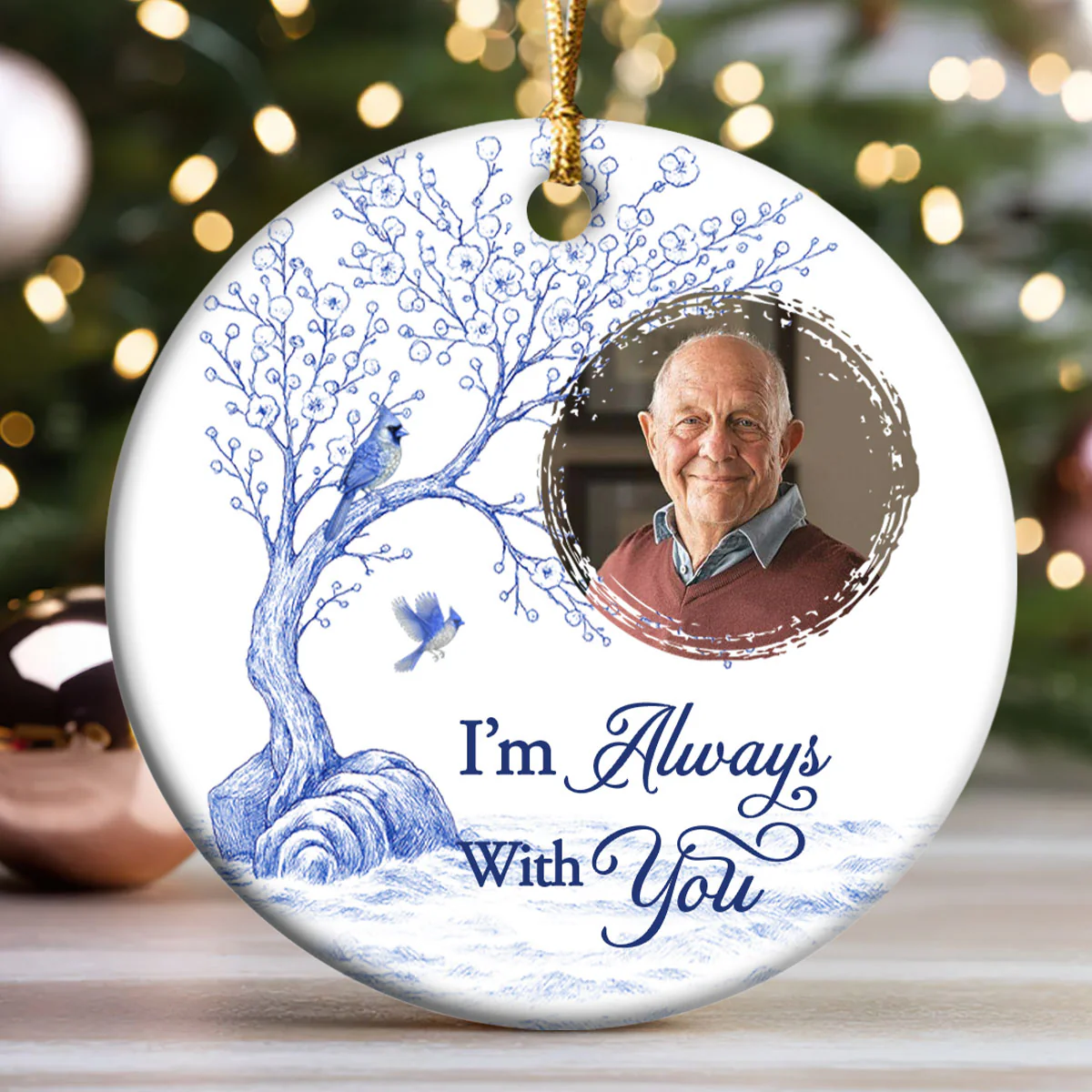 I'm Always With You - Personalized Round Shaped Ceramic Ornament - Image 3