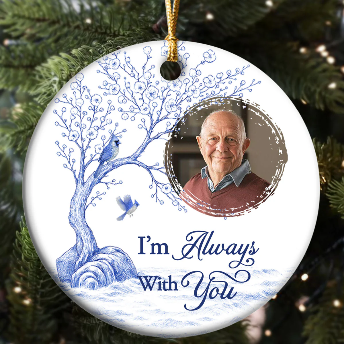 I'm Always With You - Personalized Round Shaped Ceramic Ornament - Image 5