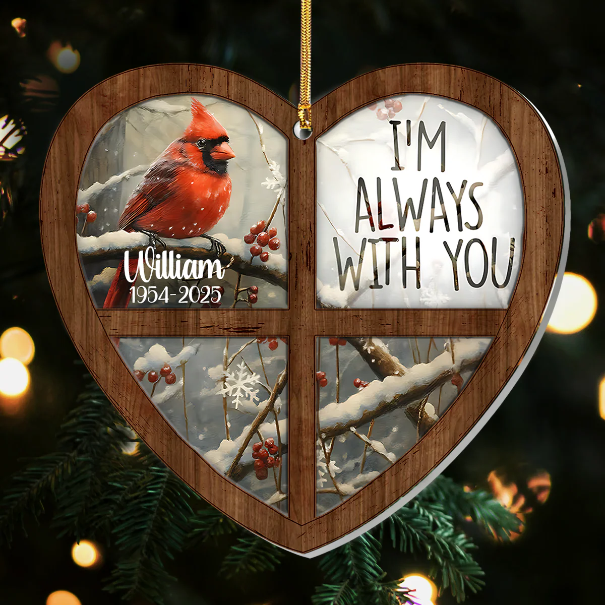 I'm Always With You Red Cardinal - Personalized 1-Layer Acrylic Ornament