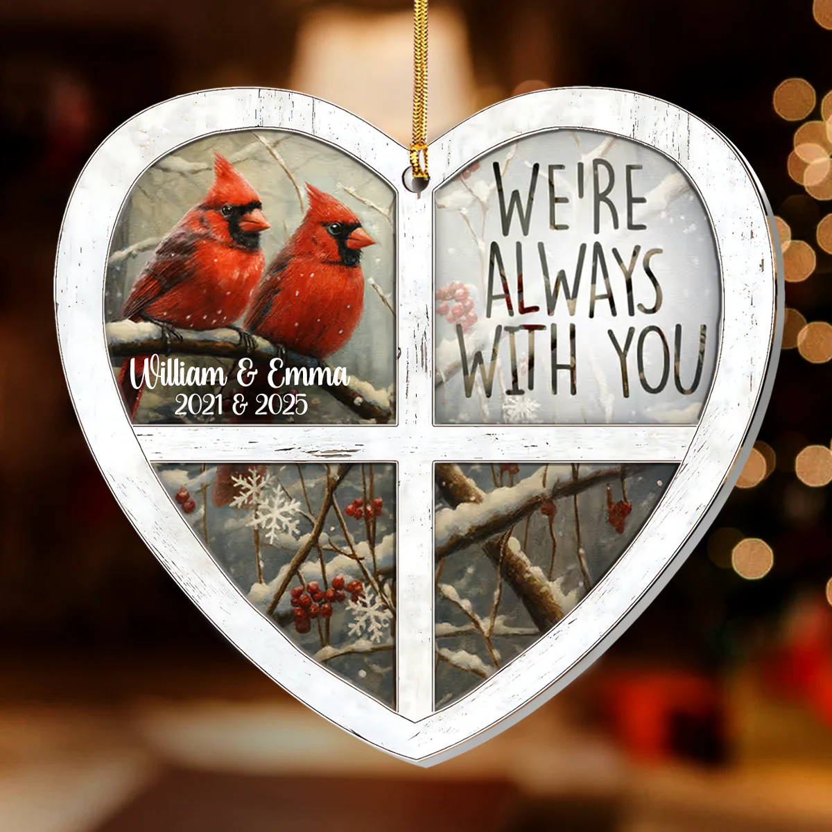 I'm Always With You Red Cardinal - Personalized 1-Layer Acrylic Ornament - Image 2
